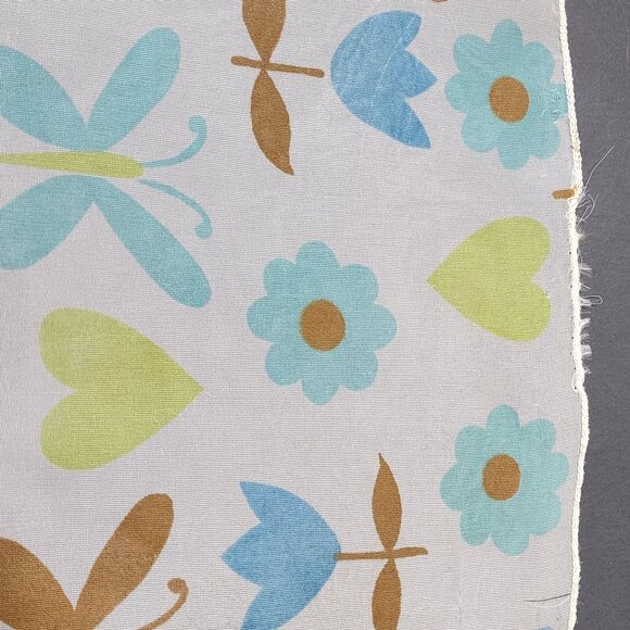 Butterfly Scarf Sheer Blue Tulips Flowers Hearts Pastel Colors VTG 23" x 22" - Picture 7 of 7